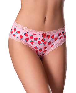 Sweet Treats Crotchless Boy Short w/Wicked Sensual Care Strawberry Lube - Pink L/XL