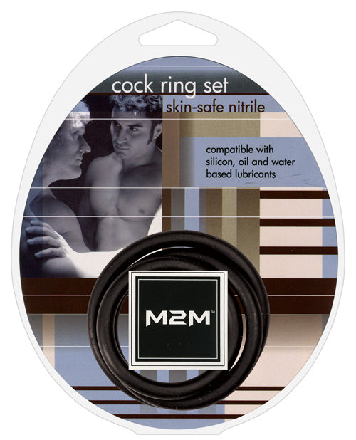 M2M Nitrile Cock Ring - Pack of 3 Black