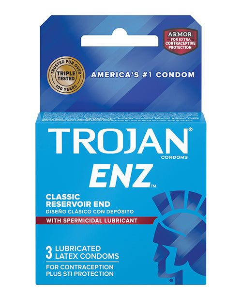 Trojan Enz Spermicidal Lubricated Condoms - Box of 3