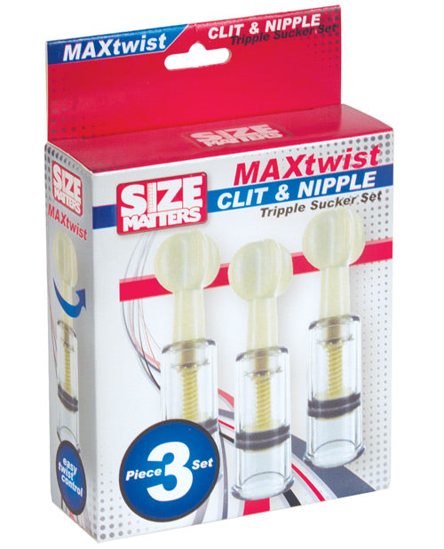 Size Matters Max Twist Triplets Nipple and Clit Suckers - Clear