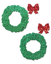 Pastease Glitter Wreath w/Bow Nipple Covers - Red O/S