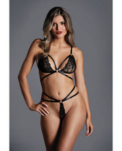 Adore the Flame Strappy Lace Bra & Thong Black O/S