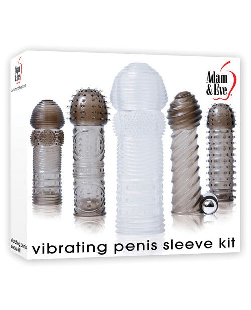 Adam & Eve Vibrating Penis Sleeve Kit - Smoke/Clear