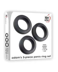 Adam & Eve Adam's 3 pc Penis Ring Set - Black