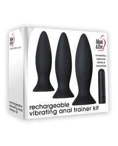 Adam & Eve Rechargeable Vibrating Anal Training Kit - Black