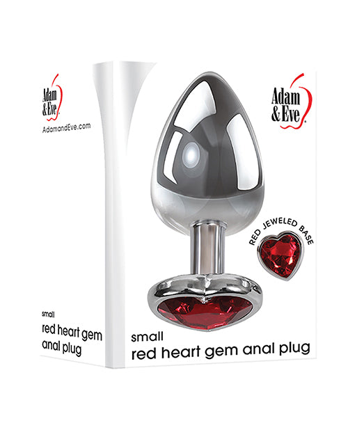 Adam & Eve Red Heart Gem Anal Plug - Red/Chrome