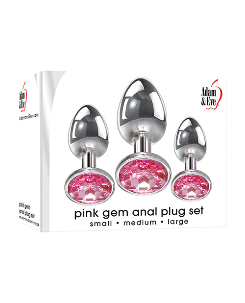 Adam & Eve Pink Heart Gem Anal Plug Set