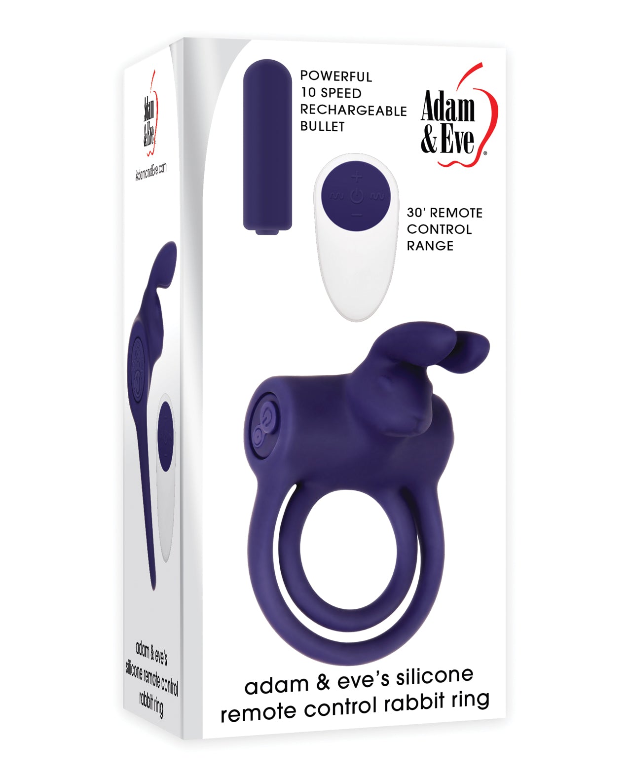 Adam & Eve's Silicone Remote Control Rabbit Ring - Purple