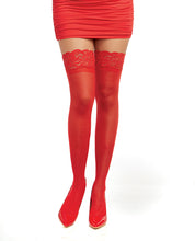 Stay Up Thigh Highs w/Lace Top - Red