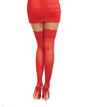 Stay Up Thigh Highs w/Lace Top - Red