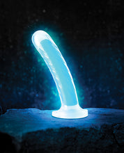 Blush Neo Elite Glow in the Dark Tao 7" Silicone Dual Density Dildo - Neon Blue