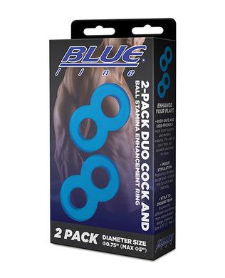 Blue Line C & B Dual Cock & Ball Stamina Enhancement Ring - Jelly Blue Pack of 2