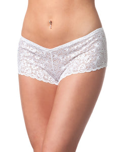 Low Rise Stretch Scallop Lace Booty Short - White