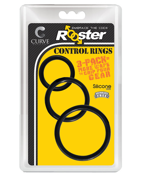 Curve Novelties Rooster Set of 3 Control Rings - Black
