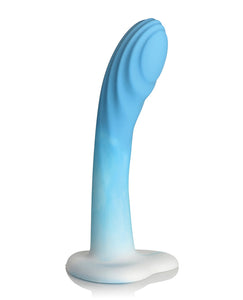 Curve Toys Simply Sweet 7" Rippled Silicone Dildo - Blue/White