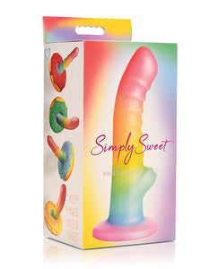 Curve Toys Simply Sweet 6.5" Ribbed Rainbow Dildo