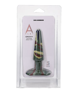 A Play 5" Groovy Silicone Anal Plug - Camouflage