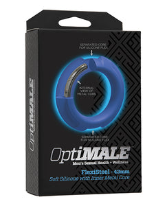 OptiMale FlexiSteel Cock Ring - 43mm Blue