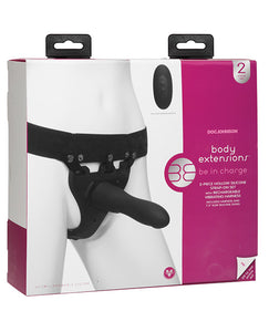 Body Extensions Be In Charge Vibrating 2 Piece Strap On Set - Black