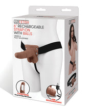 Lux Fetish 6" Rechargeable Strap On w/Balls - Brown