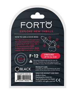 Forto F-12 35mm Liquid Silicone Cock Ring - Black
