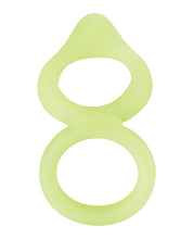 Forto F-88 Double Ring Liquid Silicone Cock Ring - Glow in the Dark