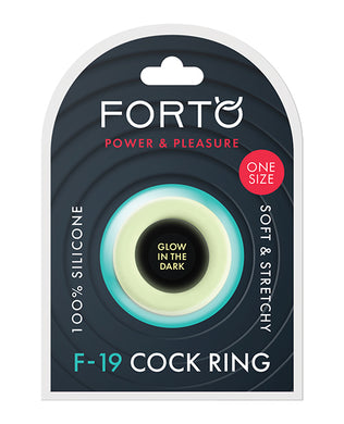 Forto F-19 Two Tone Liquid Silicone Cock Ring - Black/Glow in the Dark