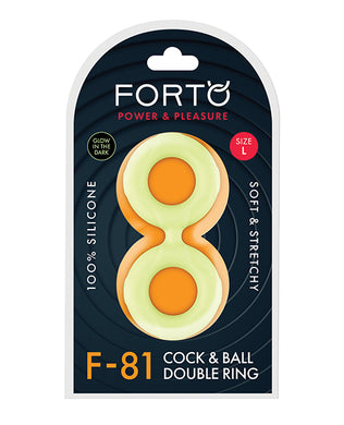 Forto F-81 51mm Double Ring Liquid Silicone Cock Ring - Glow in the Dark