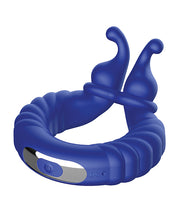 Forto F-24 Textured Vibrating Cock Ring - Blue