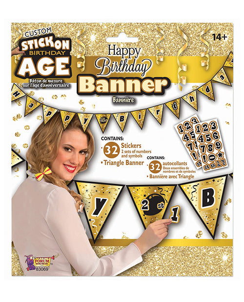 Create Your Own Happy Birthday Banner - Gold/Black