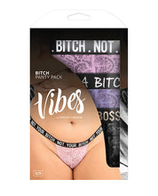Vibes Bitch 3 Pack Lace Panty Assorted Colors QN