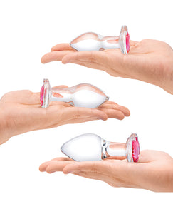 Glas 3 pc Heart Jewel Glass Anal Training Kit