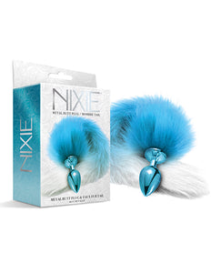 Nixie Metal Butt Plug w/Faux Fur Tail - Blue Metallic
