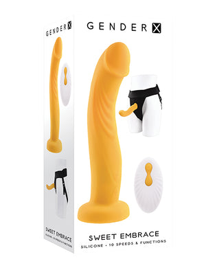 Gender X Sweet Embrace Dual Motor Strap On Vibe w/Harness - Yellow