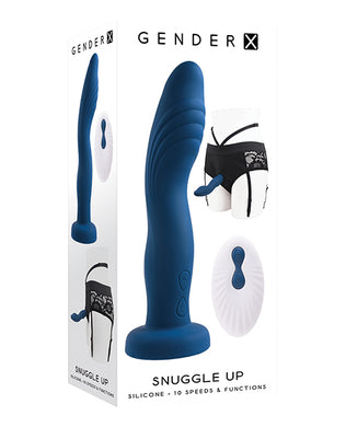 Gender X Snuggle Up Dual Motor Strap On Vibe w/Harness - Blue