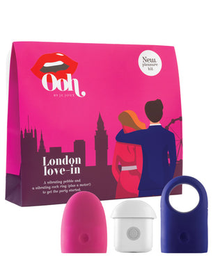 Ooh by Je Joue  London Collection No 1 Vibrating Pebble & No 3 Cock Ring - Hot Pink/Electric Blue
