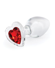 Crystal Desires Glass Heart Gem Butt Plug Medium - Red