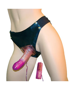 Crystal Jelly Vibrating Power Cock w/Harness - Lavender
