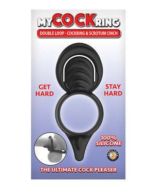 My Cock Ring Double Loop Cockring & Scrotum Cinch - Black