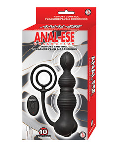 Anal-Ese Remote Control Pleasure Plug & Cockrings - Black
