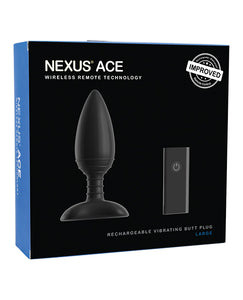 Nexus Ace Remote Control Butt Plug Large - Black