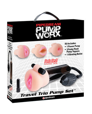 Pump Worx Travel Trio Pump Set - Power Pump, Bullet & 3 Attch.