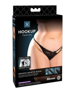 Hookup Panties Remote Bowtie Bikini Black XL-XXL