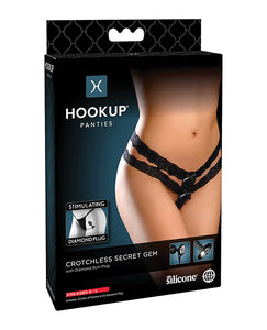 Hookup Panties Crotchless Secret Gem Black S-L