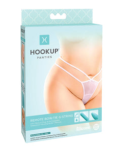Hookup Panties Remote Bow Tie G String White XL-XXL