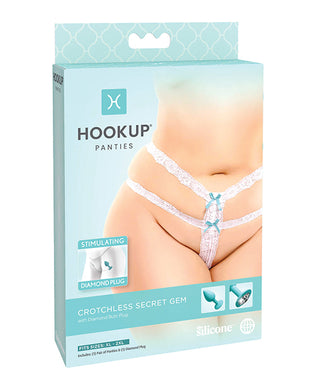 Hookup Panties Crotchless Secret Gem White XL-XXL