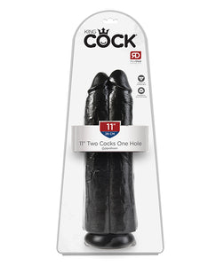 King Cock 11" Two Cocks One Hole
