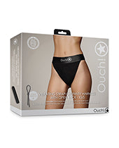 Shots Ouch Vibrating Strap On Panty Harness w/Open Back - Black XS/S