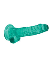 Shots RealRock Realistic Crystal Clear 7" Dildo w/Balls - Turquoise