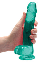 Shots RealRock Realistic Crystal Clear 8" Dildo w/Balls - Turquoise